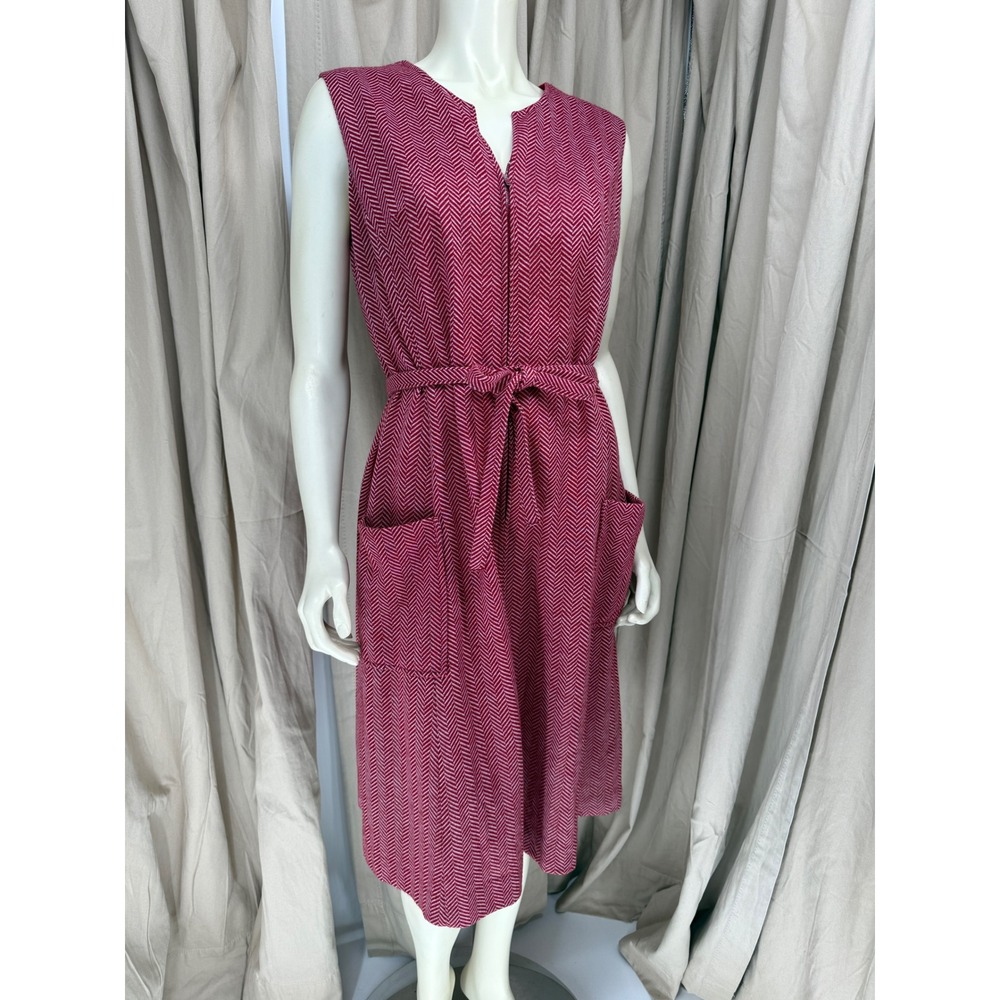 Vintage Early 60s Lane Bryant Tall Shop Red Herringbone Belted Dress Pockets